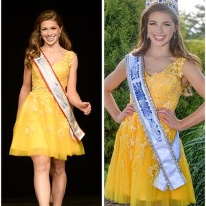 Custom Yellow Lace Cocktail Dress